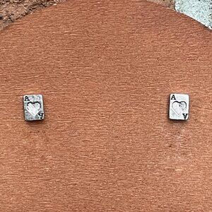 Mini Ace of Hearts Playing Card Stud Earrings